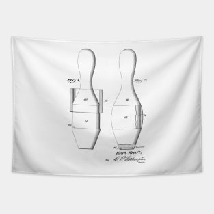 Bowling Pin Vintage Patent Hand Drawing Tapestry