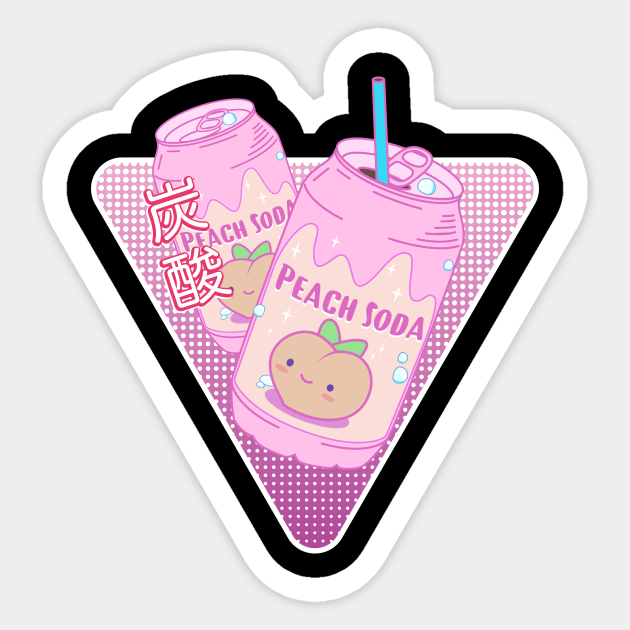 Kawaii Peach Soda Vaporwave Aesthetic Japenese Kanji Otaku Kawaii Soda Sticker Teepublic