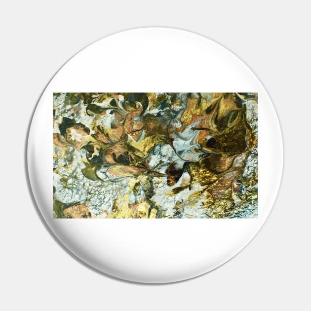 Gold and Silver Abstract Leaves Pin by Alchemia