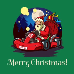 Go Kart Santa Merry Christmas T-Shirt