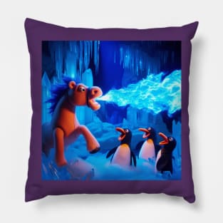 Puppet Horse and Penguins 1 Pillow