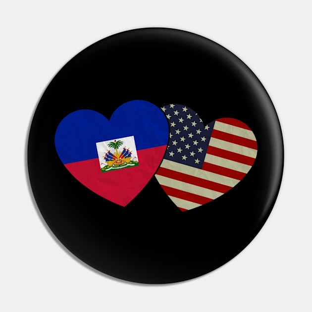 Haitian American Couple Heart Love Flag Valentines Day Pin by snnt