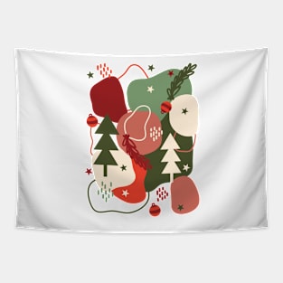 Retro Christmas Tree Abstract Aesthetic Pattern Tapestry