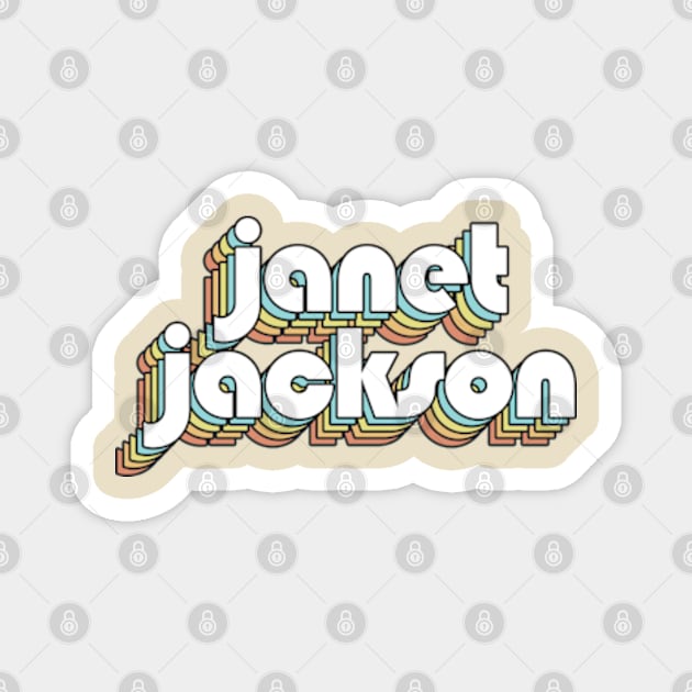 Janet Jackson - Retro Rainbow Typography Faded Style Magnet by Paxnotods