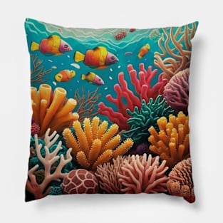 marine life coral reef biodiversity Pillow