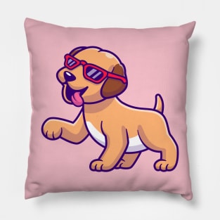 Cute Dog Walking With Glasses Cartoon Pillow