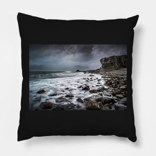 Elgol Beach and Waves with Long Exposure Pillow