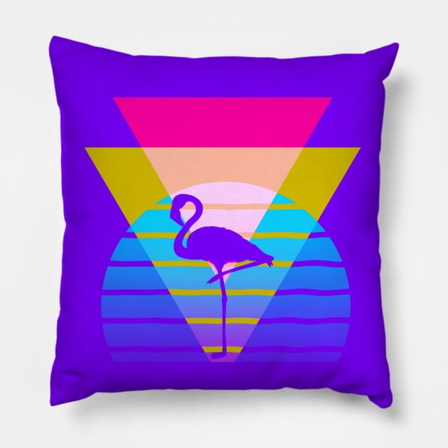 80s Flamingo Nostalgic Graphic Pillow by AlondraHanley