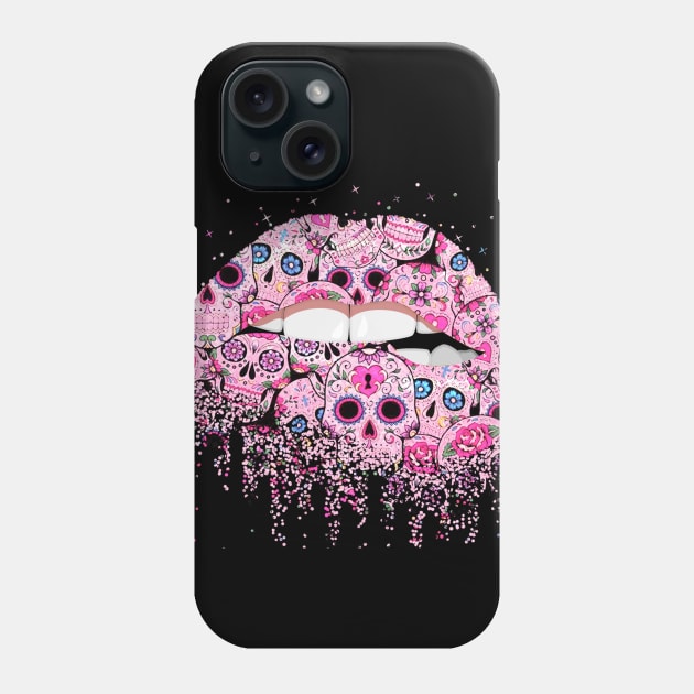 Sugar Skull Lips Women Phone Case by fuki