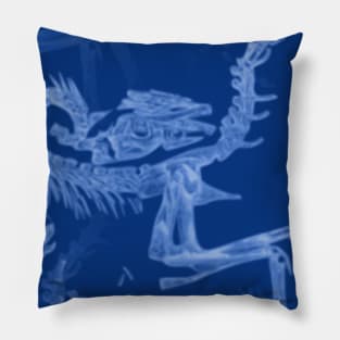 Dinosaur Fossil Blue Cyanotype Pillow