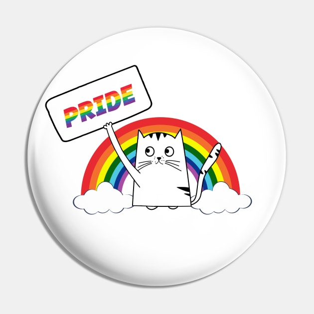 Gay Pride Cat LGBT Cats Pile Cute Rainbow Pin by Freeman Thompson Weiner