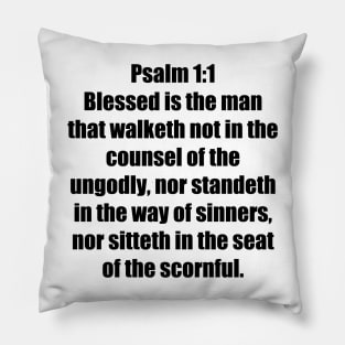 Psalm 1:1 King James Version (KJV) Bible Verse Typography Pillow