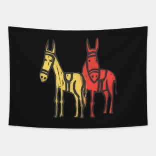 Donkeys, two summer beach donkeys, classic British Seaside Fun! Tapestry