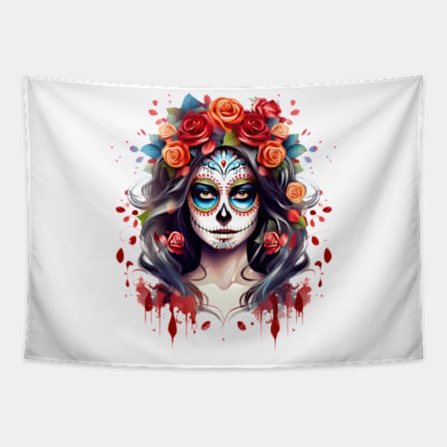 Day of the Dead Woman #2 Tapestry by Chromatic Fusion Studio