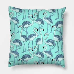 💙 Blue flamingos illustration 🦩 Pillow