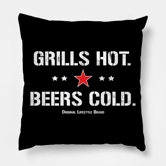 Grills Hot. Beers Cold. : Pit Master Lifestyle Pillow by FOOTBALL IS EVERYTHING