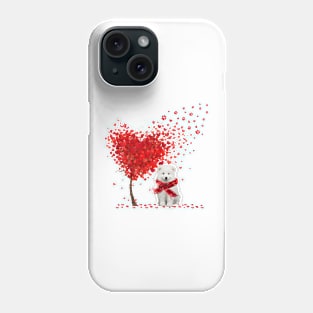 Happy Valentine's Day Heart Tree Love Samoyed Phone Case