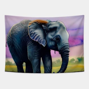 Cute Baby Elephant Watercolor Digital Art Perfect original artwork for a baby or child's room. Tapestry