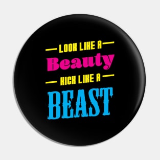 Look Like a Beauty Kick like a Beast Muay Thai Kickboxing Pin