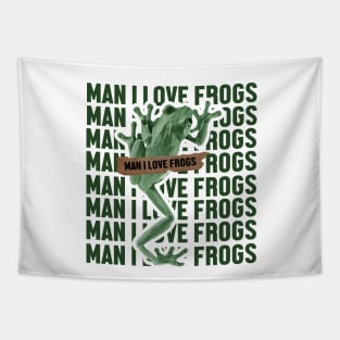 man i love frogs - green Tapestry