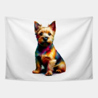 Vibrant Norwich Terrier in Colorful Splash Paint Art Tapestry