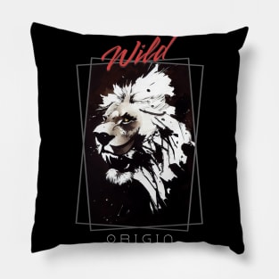 Lion Wild Nature Free Spirit Art Brush Painting Pillow