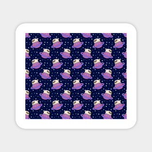 Saturn Space Pug Pattern Magnet