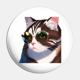 Smart Cat Wearing Glasses Sticker Pin