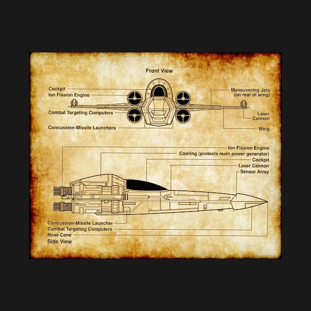 Headhunter Fighter Parchment Blueprint by Starbase79