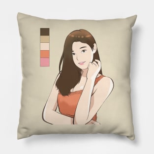 Toon asian woman Pillow