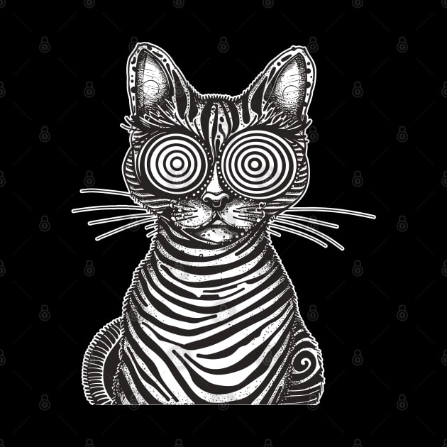 Trippy Psychedelic Rave Weirdcore Cat Lover Weird Cat by RetroZin