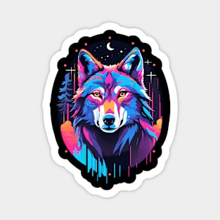 Eerie Neon Blacklight Wolf Shirt Magnet