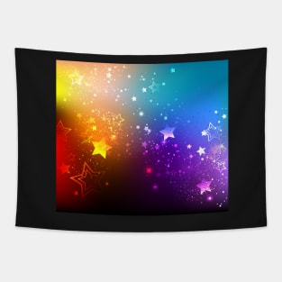 Rainbow Background with Stars Tapestry