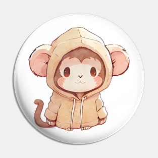 Cartoon Monkey Wearing Hoodie Pin