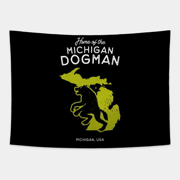 Home of the Michigan Dogman – Michigan, USA Tapestry by Strangeology