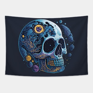 Skull Moon - night sky Horror Tapestry