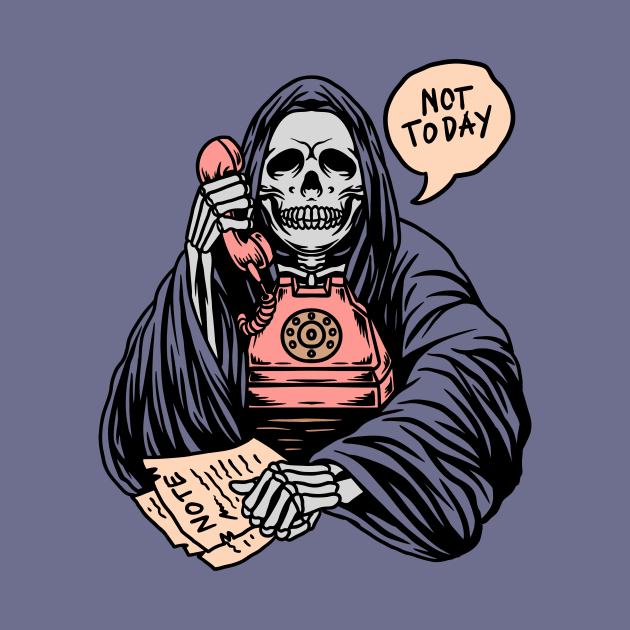 Not Today Satan // Funny Grim Reaper Cartoon by SLAG_Creative