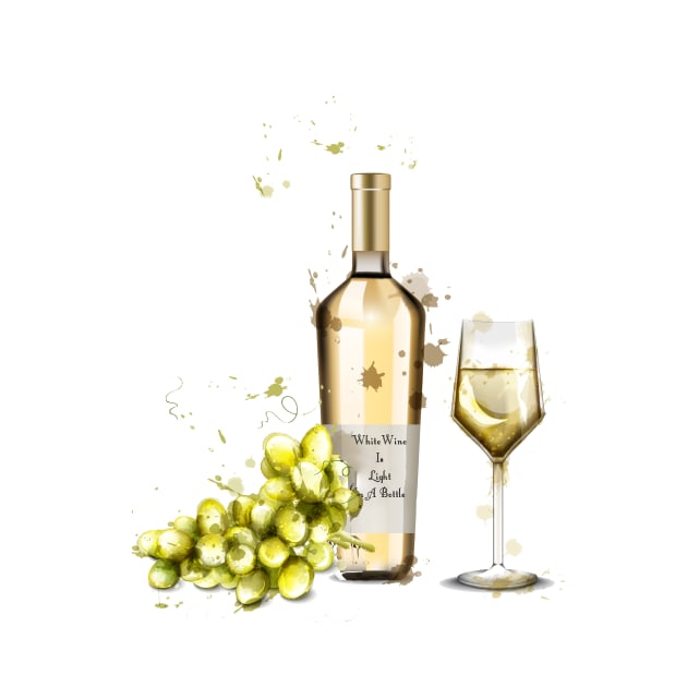 White Wine Is Light In A Bottle by Miki De Goodaboom