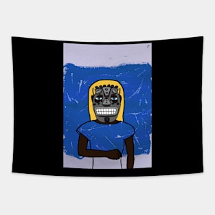 Starbucks - African Female Character with Blue Eyes and Expressionist Background Tapestry