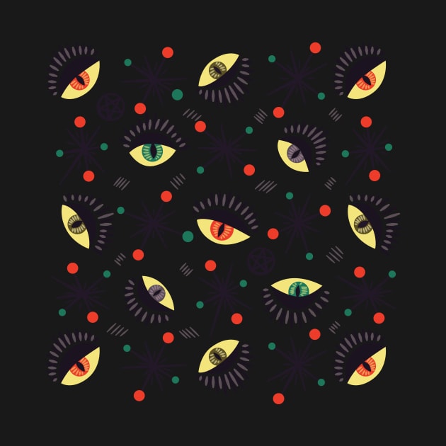 Witch Eyes Spooky Retro Pattern by Boriana Giormova