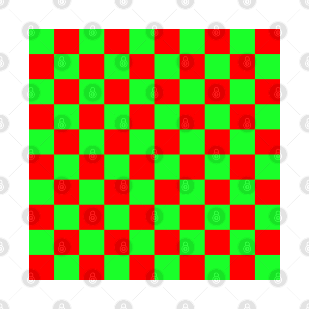 Checkerboard Square Seamless Pattern - Green & Red by DesignWood Atelier