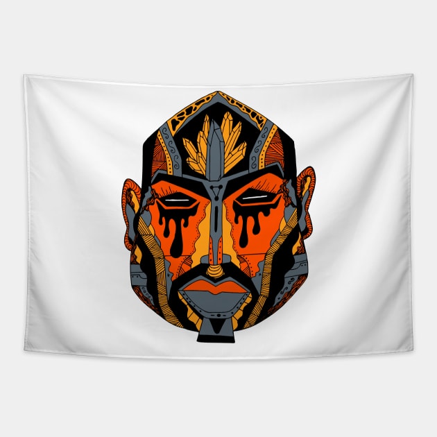 Orangrey African Mask No 9 Tapestry by kenallouis