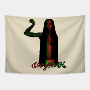 erykah red and green color design Tapestry