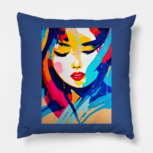 Minimalistic abstract art of a shy woman Pillow