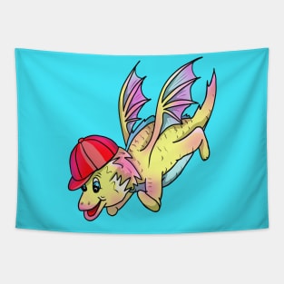 Cute Flying Dragon in a Baseball Cap Tapestry