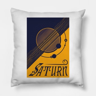 Saturn - Art Nouveau Space Travel Poster Pillow
