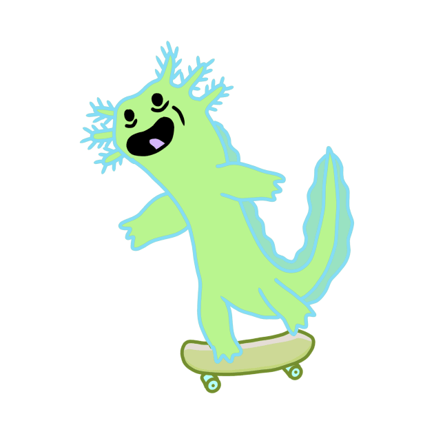 Skateboarding axolotl by Local non union