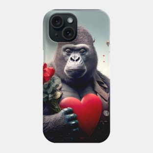 Valentine's Day in 2053  No. 3: Gorilla My Dreams on a Futuristic Valentine's Day on a Dark Background Phone Case
