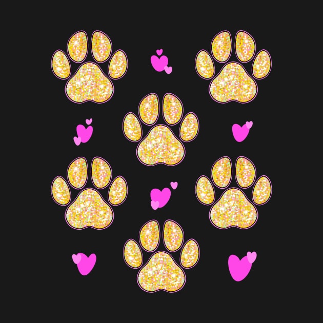 Glitter Paws and Hearts Pattern by IhateDumplings