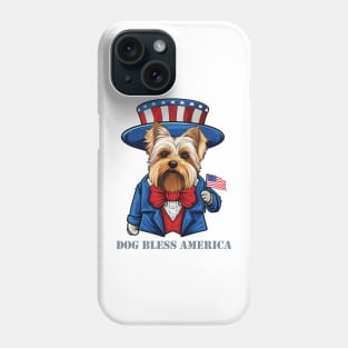 Funny 4th of July Biewer Terrier Dog Bless America Phone Case